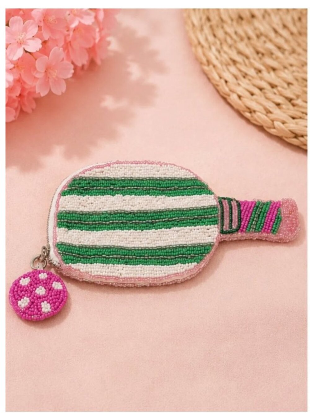 Sol and Mer Beaded Pickleball Paddle Coin Purse | Brand New
